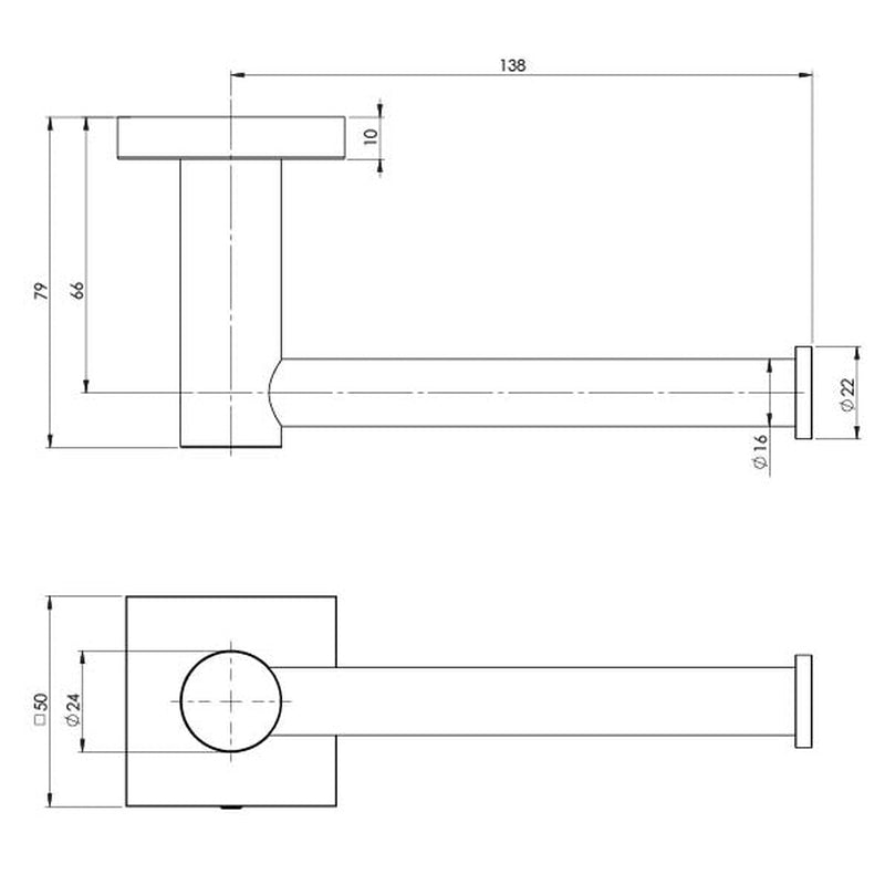 Phoenix Radii Toilet Roll Holder Square Plate - Matte Black