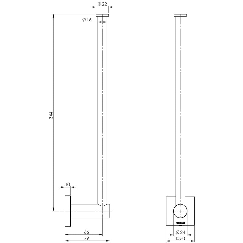 Phoenix Radii Spare Toilet Roll Holder Square Plate - Chrome