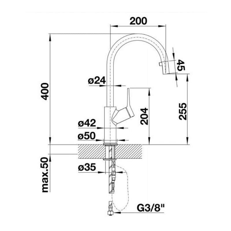 Blanco CARENA-S Gooseneck Pull Out Mixer Tap - Anthracite