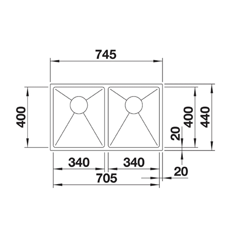 Blanco QUATRUS R15 340/340-IU Double Bowl Inset & Undermount Sink