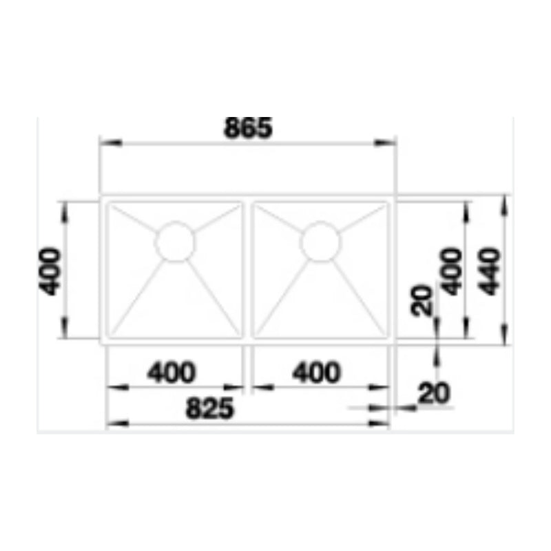 Blanco QUATRUS R15 4040-IU Double Bowl Inset / Undermount Sink