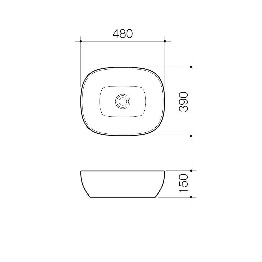 Caroma Artisan Above Counter Basin - Curved Rectangle 500mm