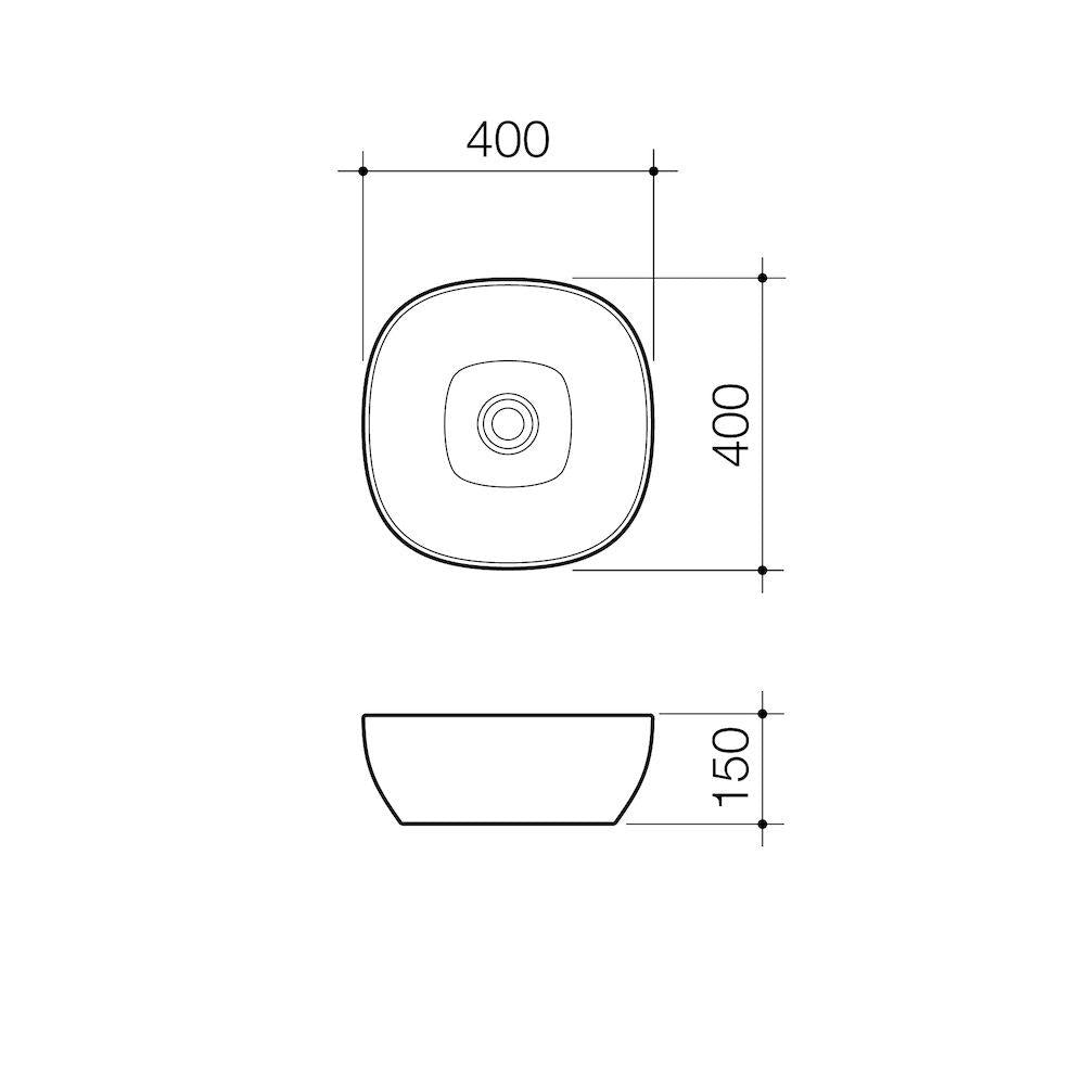 Caroma Artisan Above Counter Basin - Curved Square 400mm