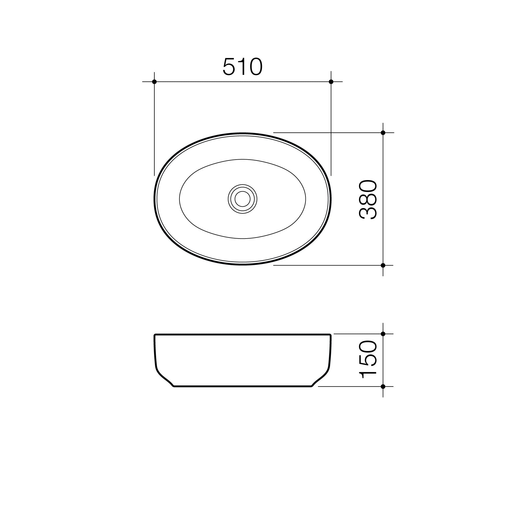 Caroma Artisan Above Counter Basin - Oval 510mm