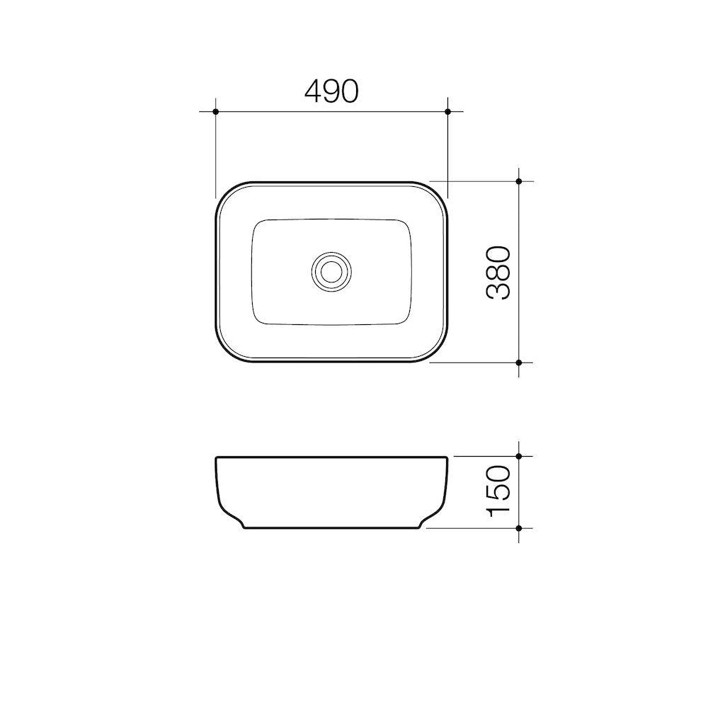 Caroma Artisan Above Counter Basin - Rectangle 490mm