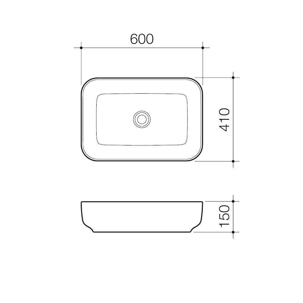 Caroma Artisan Above Counter Basin - Rectangle 600mm