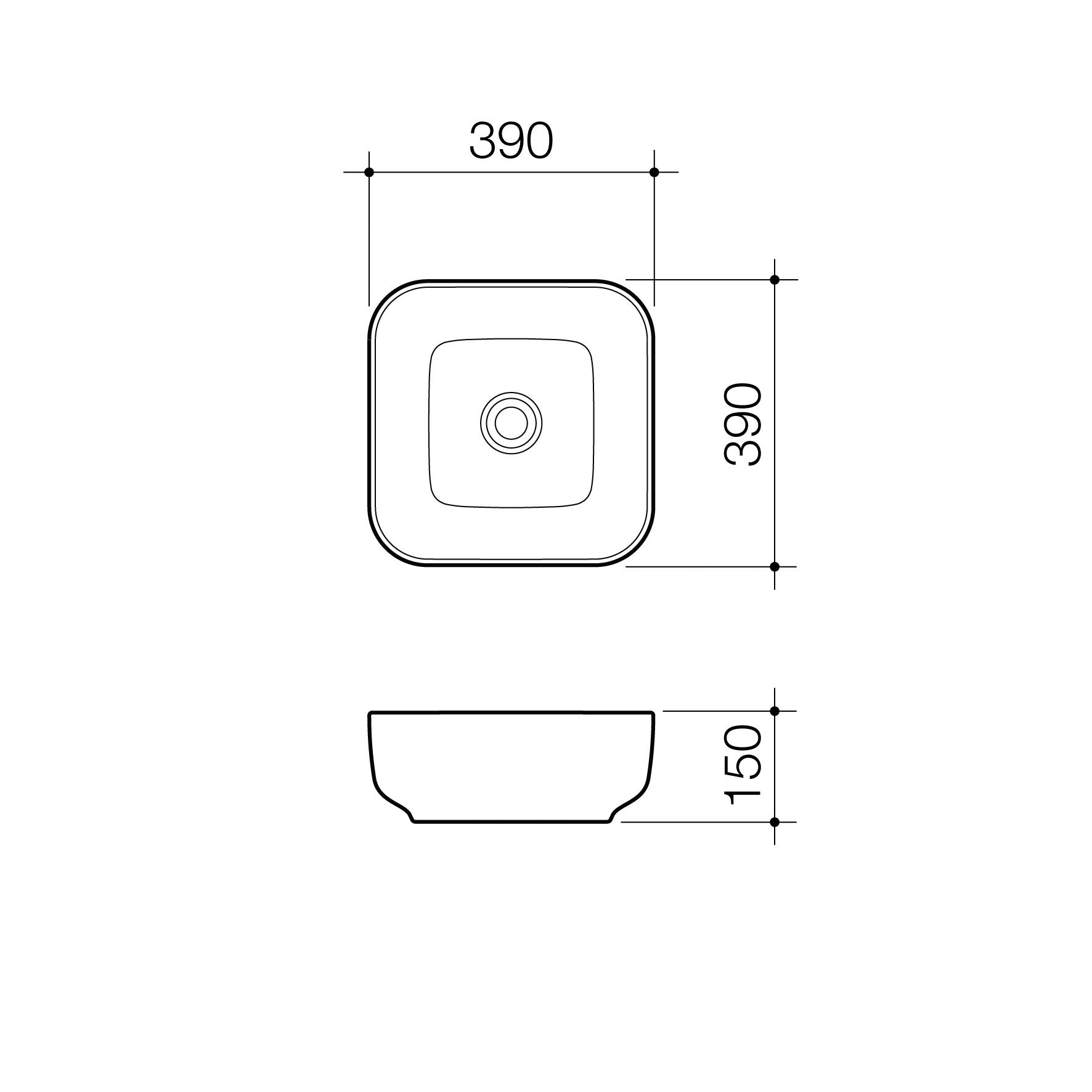 Caroma Artisan Above Counter Basin - Square 390mm