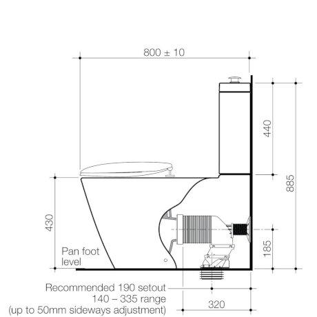 Caroma Care 800 Cleanflush Wall Faced Toilet Suite With Double Flap Seat