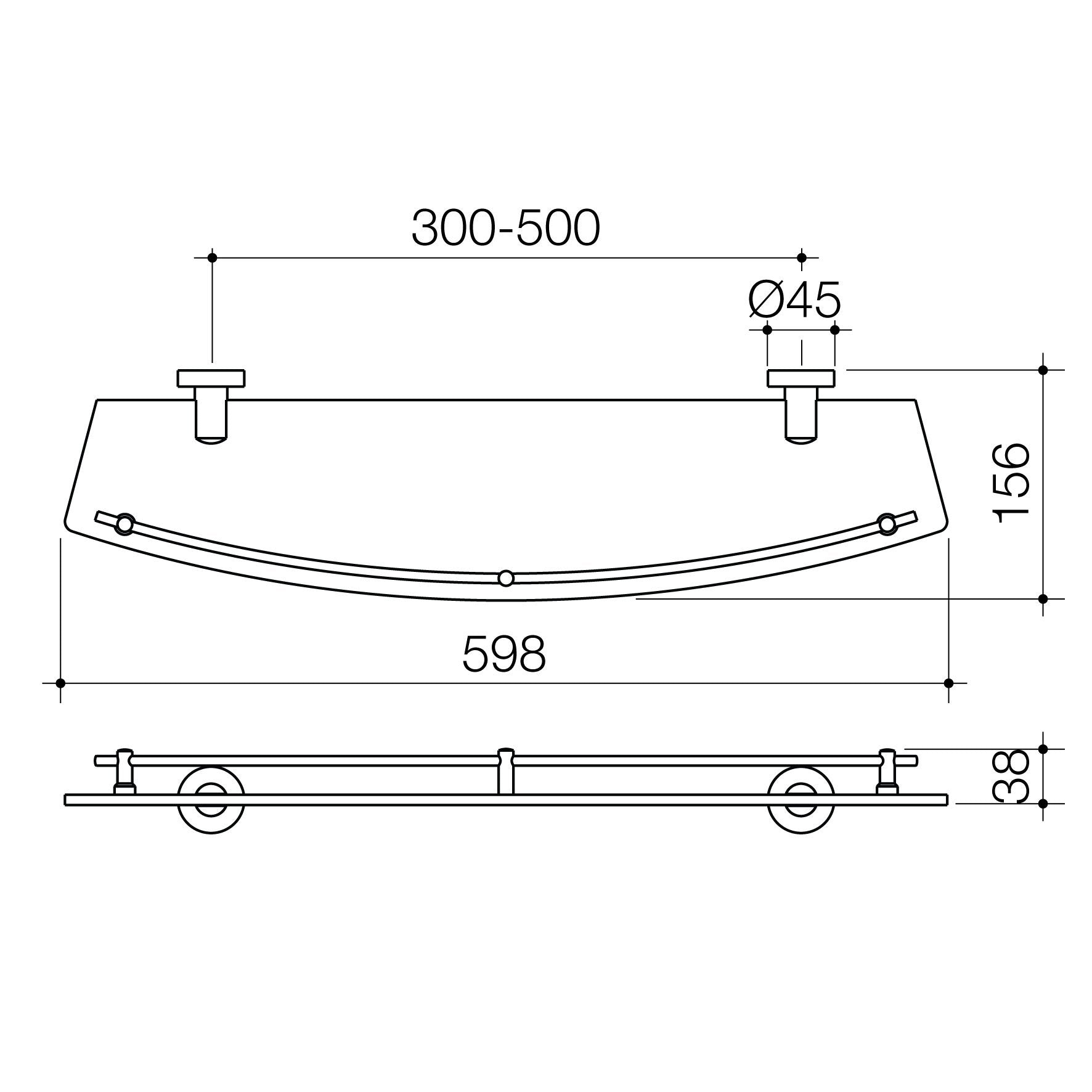 Caroma Cosmo Glass Shelf Single