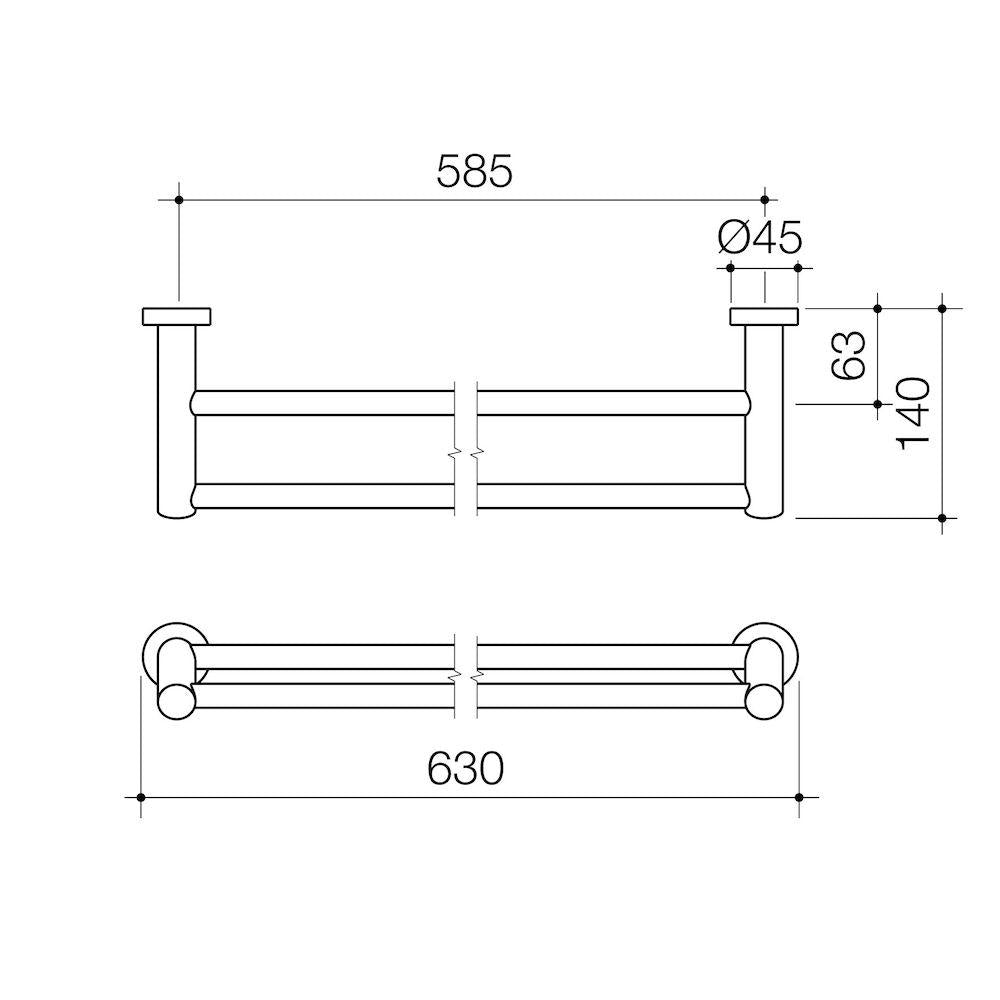 Caroma Cosmo Metal Double Towel Rail 630mm