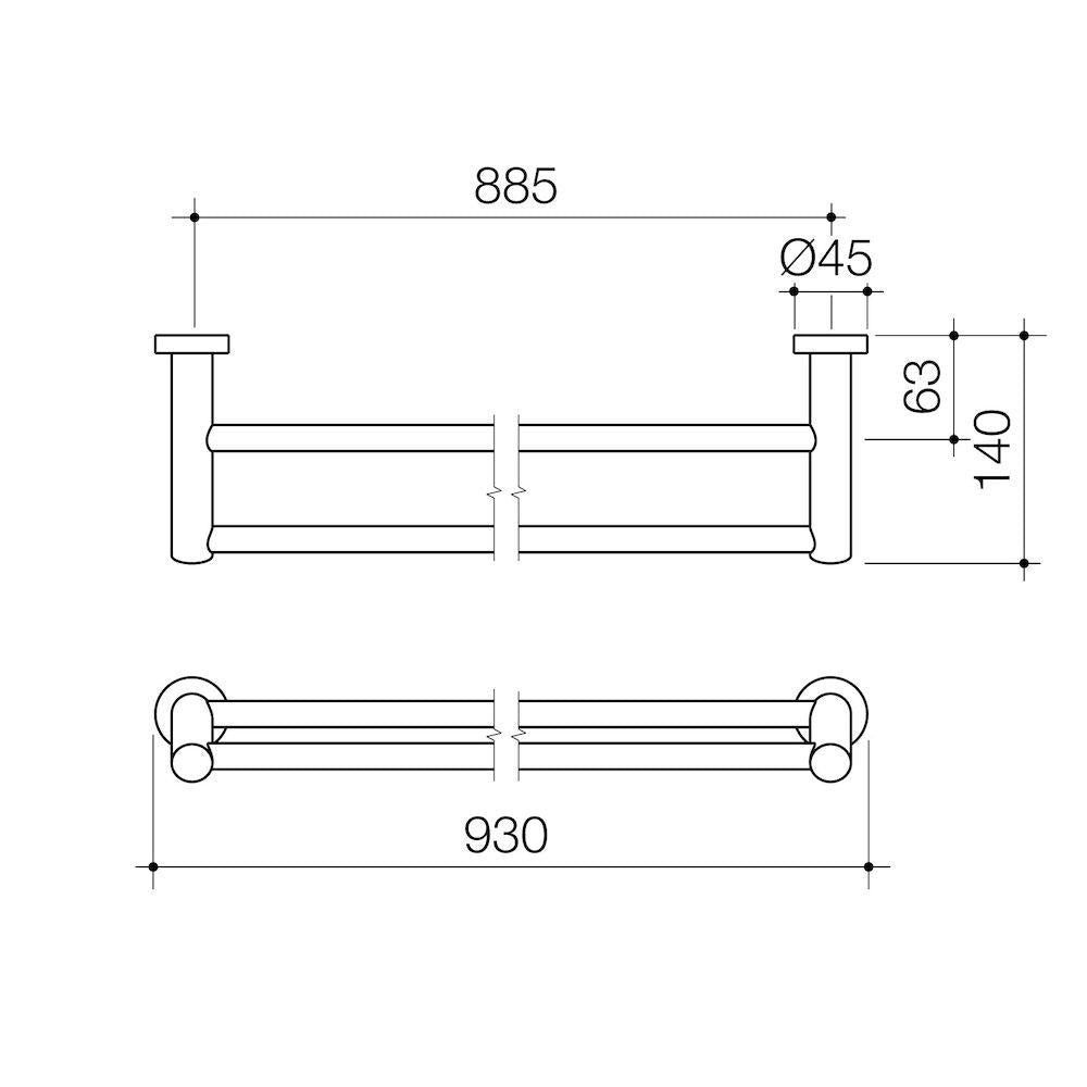 Caroma Cosmo Metal Double Towel Rail 930mm