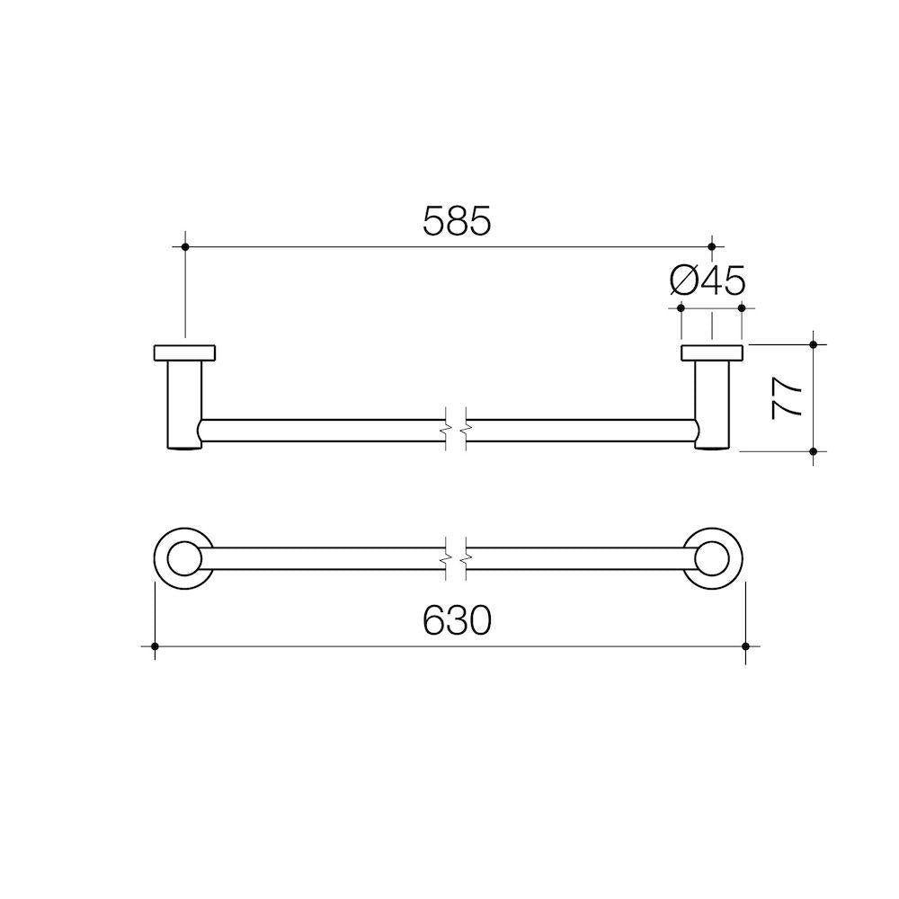 Caroma Cosmo Metal Single Towel Rail 630mm