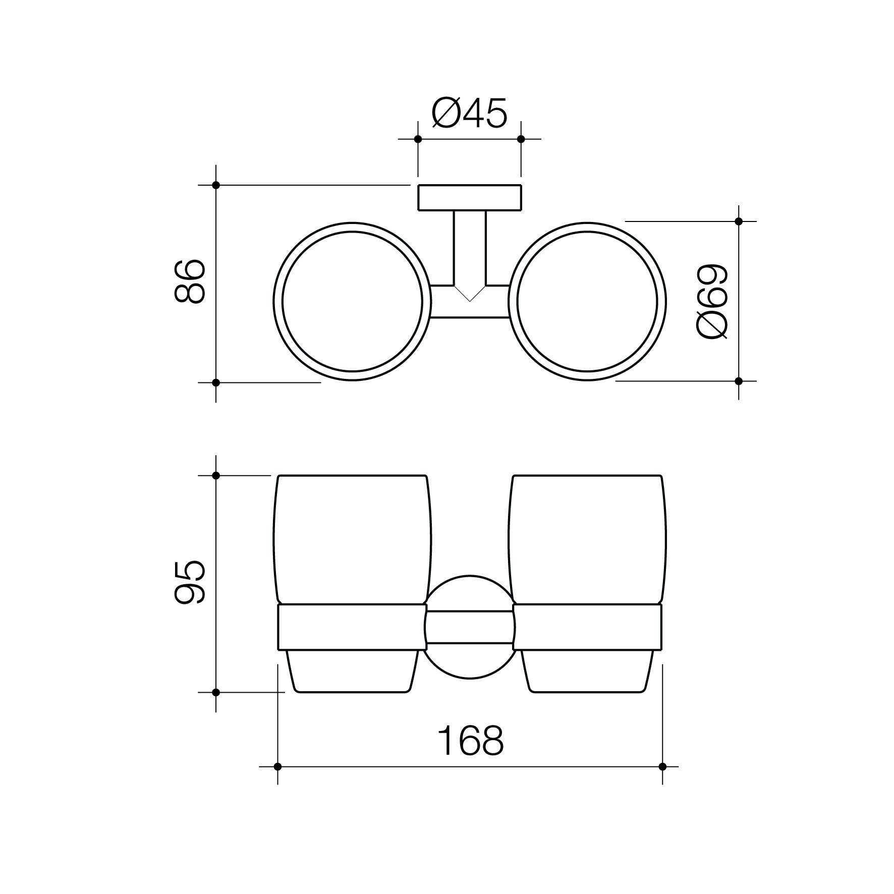 Caroma Cosmo Metal Tumbler Holder Double