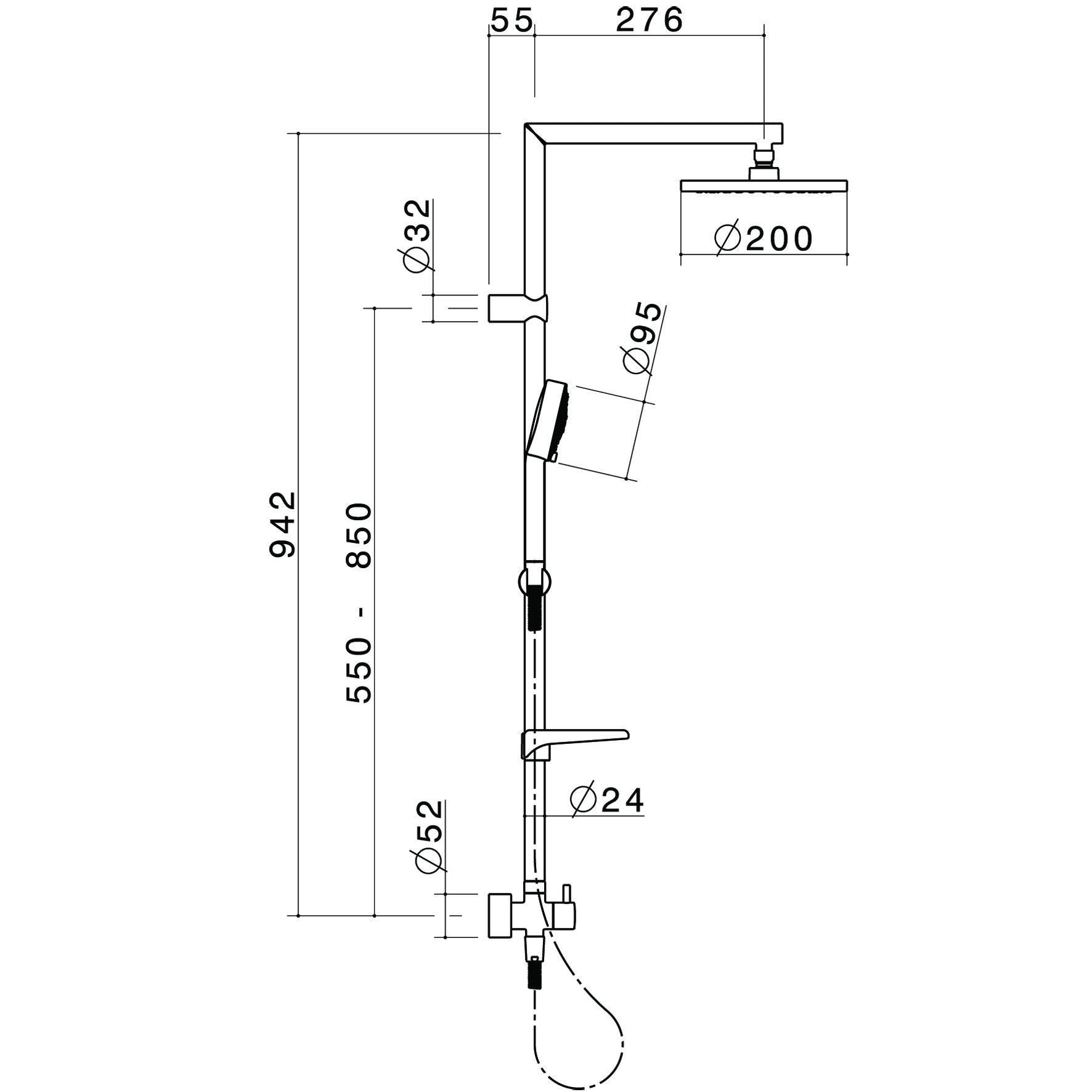 Caroma Essence Rail Shower With Overhead