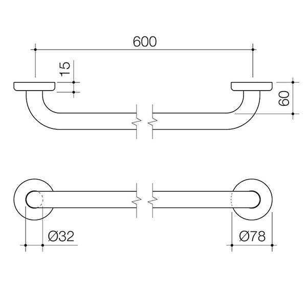 Caroma Home Collection Straight Grab Rail 600mm - Chrome