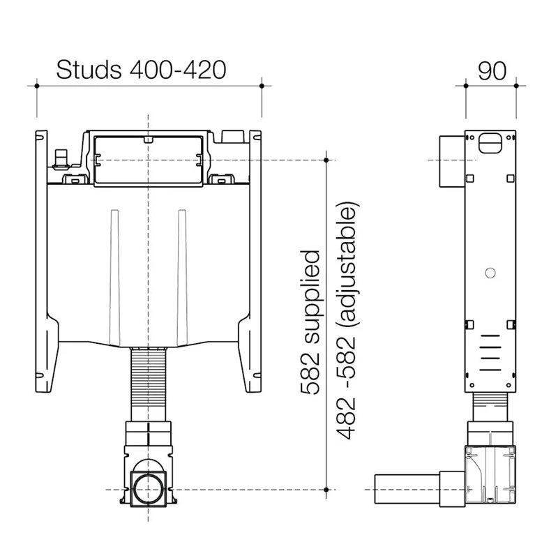 Caroma Invisi Series II Cistern With Adjustable Flush Pipe