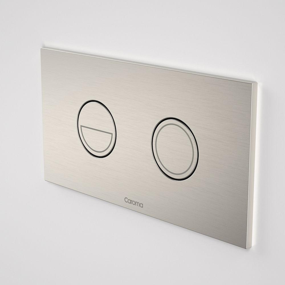 Caroma Invisi Series II Round Dual Flush Plate & Buttons Brushed Nickel (Metal)