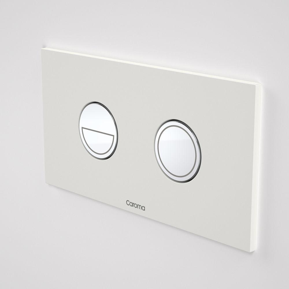 Caroma Invisi Series II Round Dual Flush Plate & Buttons White (Metal)