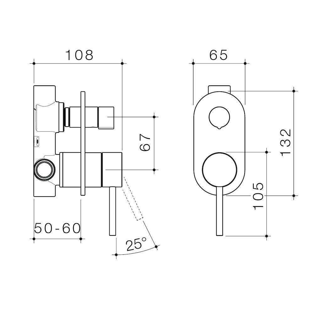 Caroma Liano II Bath/Shower Mixer With Diverter Brushed Brass