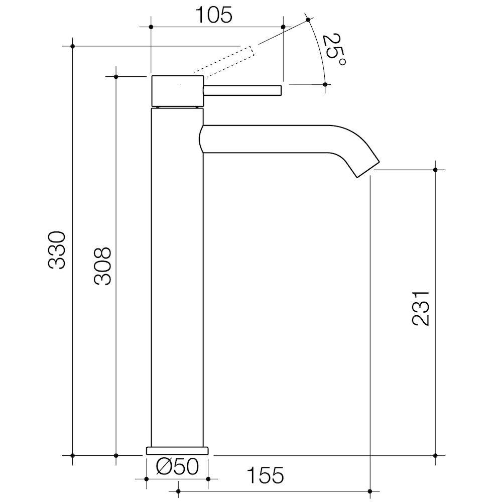 Caroma Liano II Tower Basin Mixer Brushed Brass