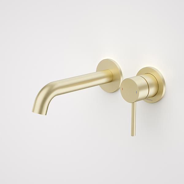 Caroma Liano II Wall Basin/Bath Mixer Set Brushed Brass