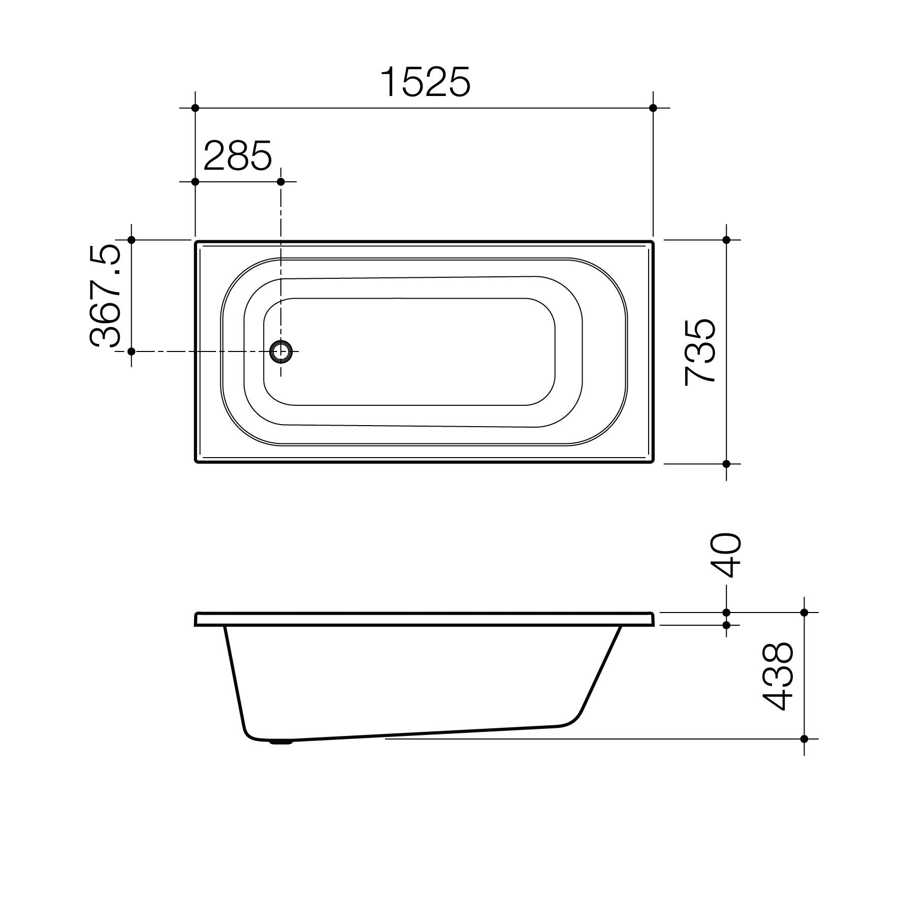 Caroma Luna 1525 Four Tile Flange Bath