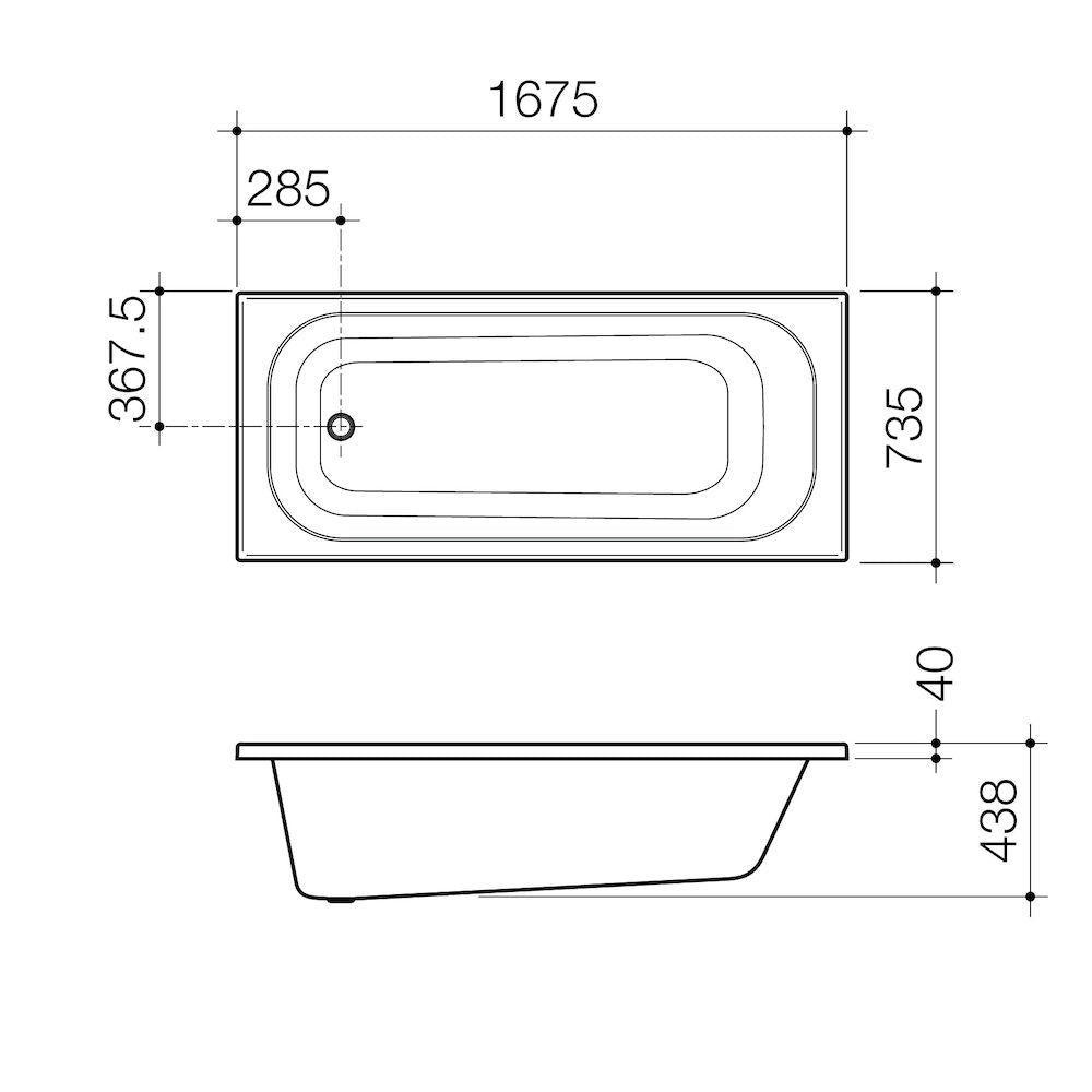 Caroma Luna 1675 Four Tile Flange Bath