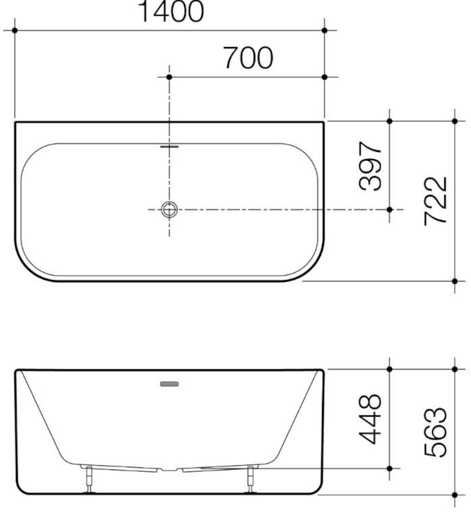 Caroma Luna Back To Wall Bath 1400mm