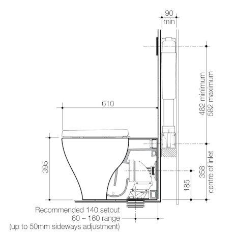 Caroma Luna Cleanflush Invisi Series II Wall Faced Toilet Suite