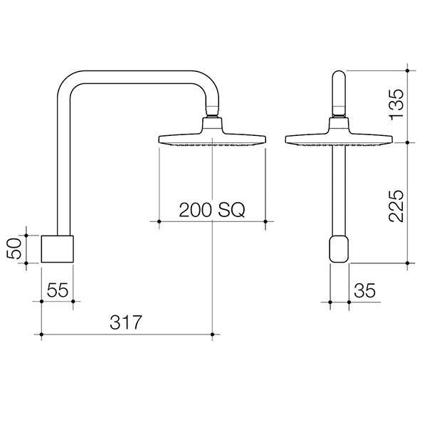 Caroma Luna Fixed Overhead Shower Black