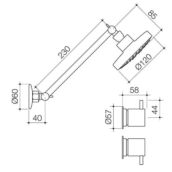 Caroma Luna Lever Shower Tap Set Black