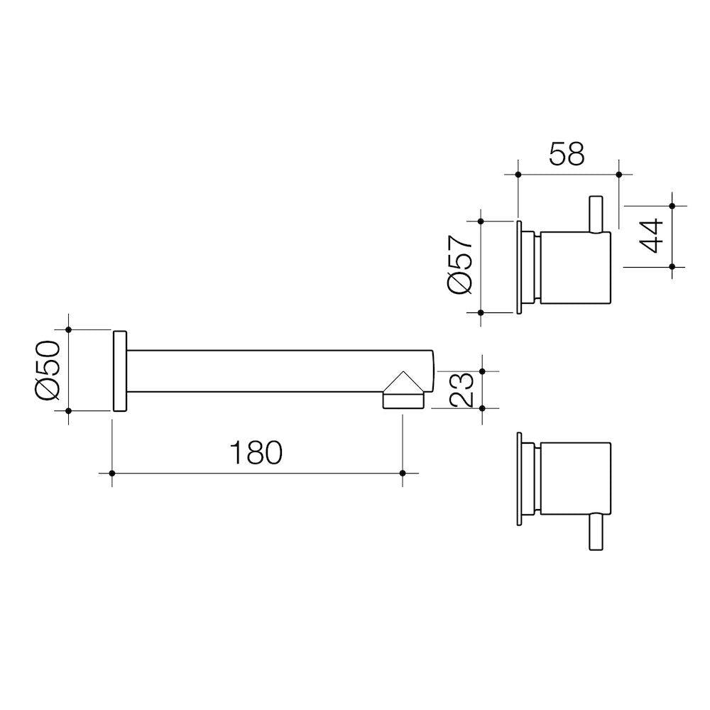 Caroma Luna Lever Wall Tap Set Black Matte