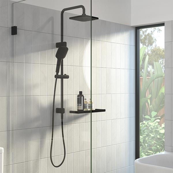 Caroma Luna Multifunction Rail Shower with Overhead Black