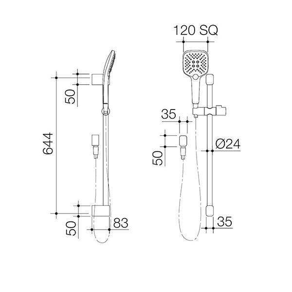 Caroma Luna Multifunctional Rail Shower Black