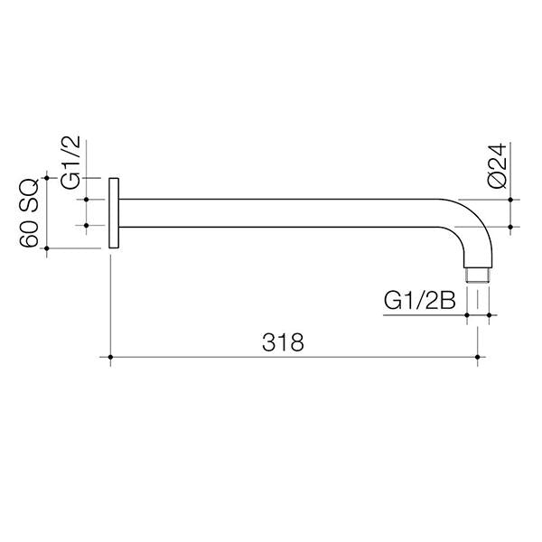 Caroma Luna Right Angle Shower Arm Brushed Brass