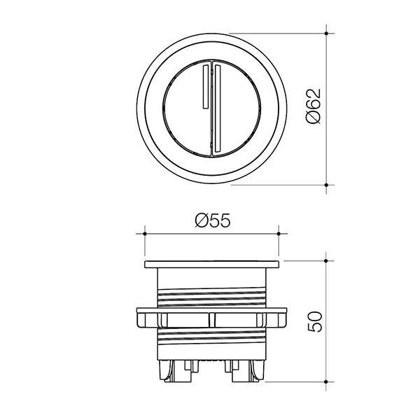 Caroma Luna Round Cistern Flush Button Brushed Nickel