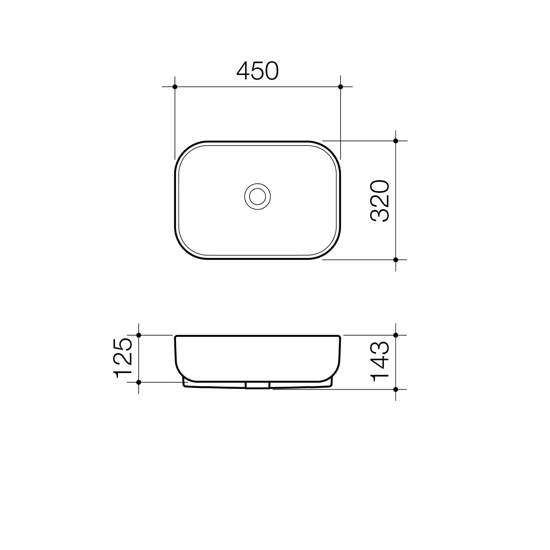 Caroma Luna Semi Recessed Basin (Without Tap Landing)