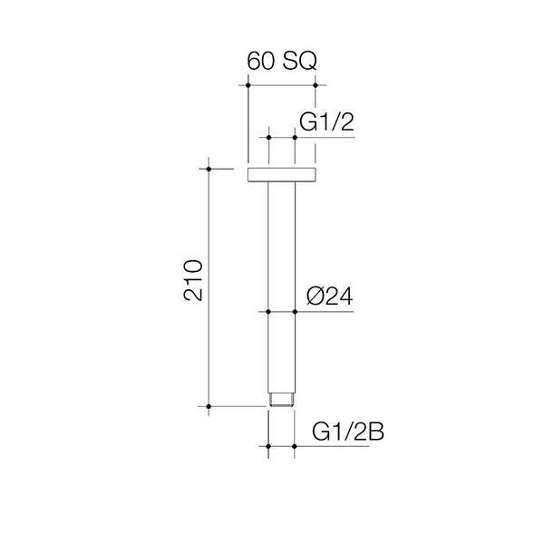 Caroma Luna Shower Arm Straight 210mm Brushed Nickel