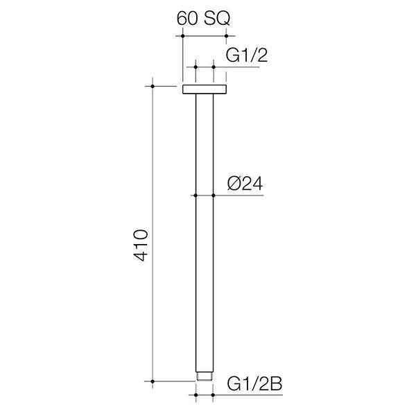 Caroma Luna Shower Arm Straight 410mm Brushed Nickel