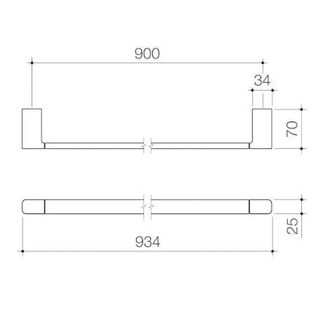 Caroma Luna Single Towel Rail 930mm Black