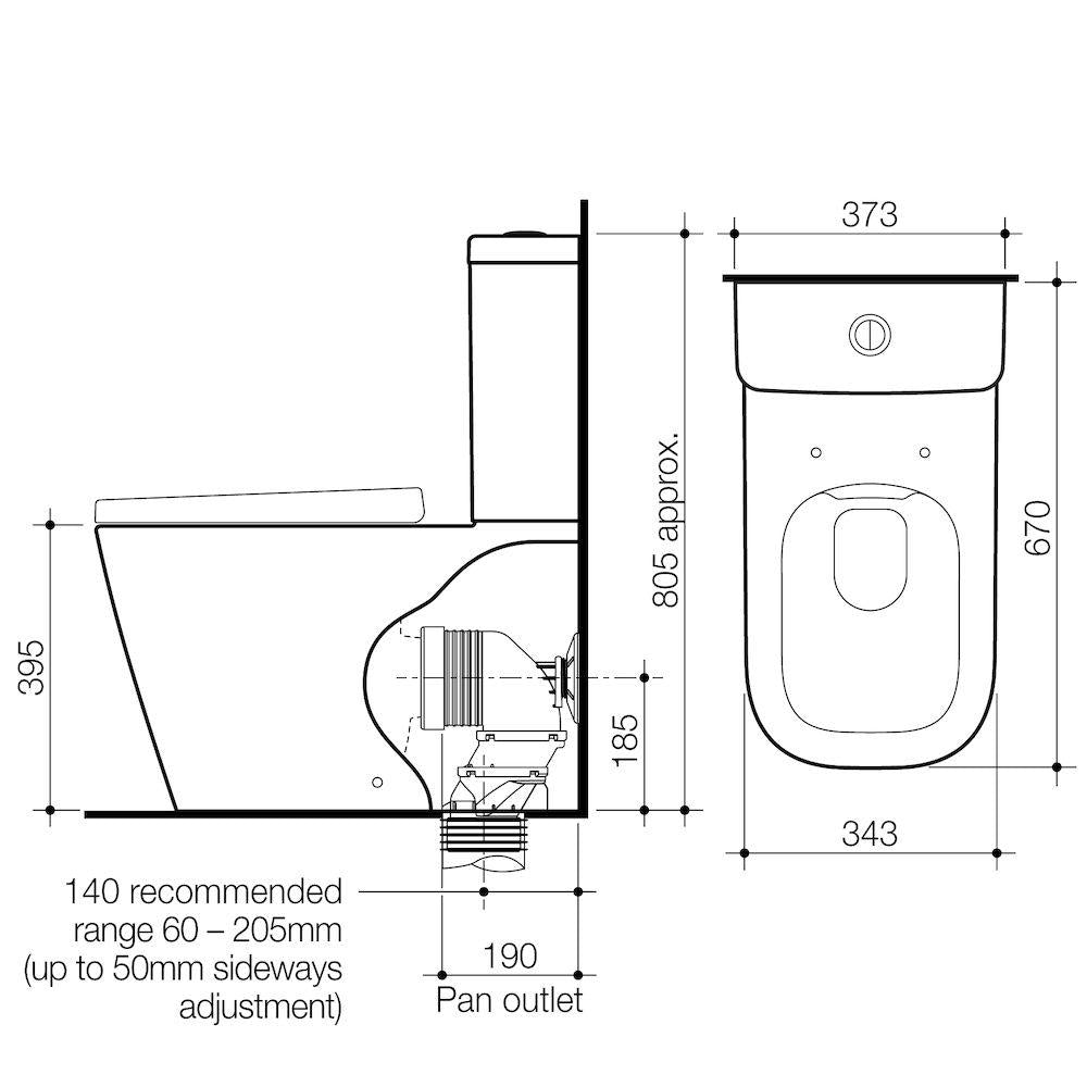 Caroma Luna Square Cleanflush Wall Faced Toilet Suite