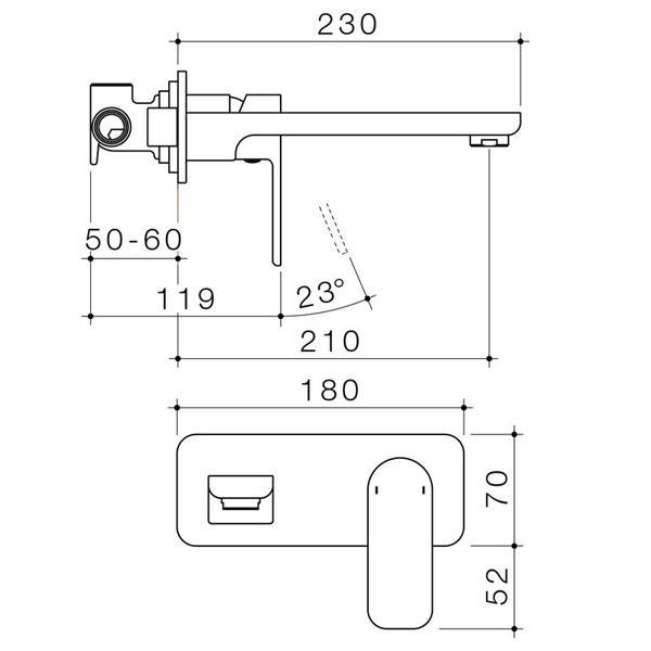 Caroma Luna Wall Basin/Bath Mixer Chrome