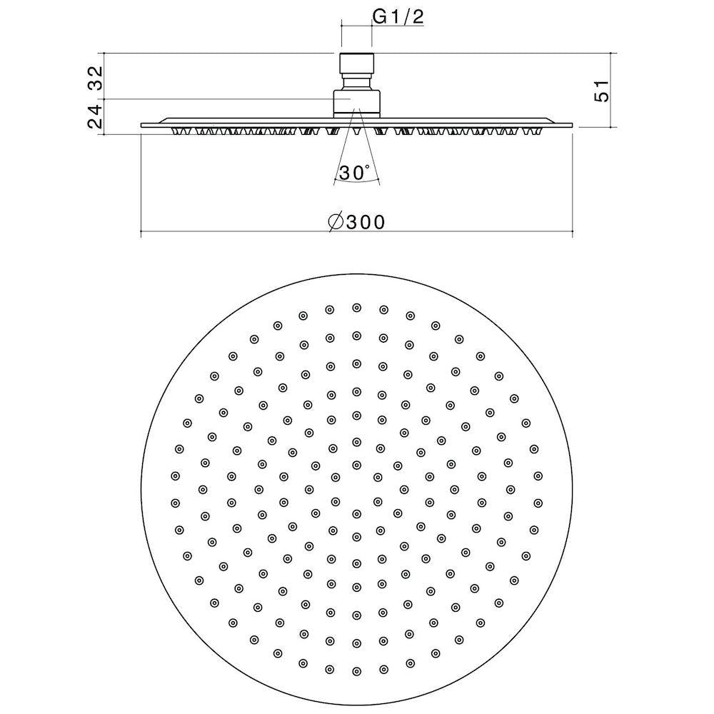 Caroma Titan Stainless Steel Shower Head - 300mm