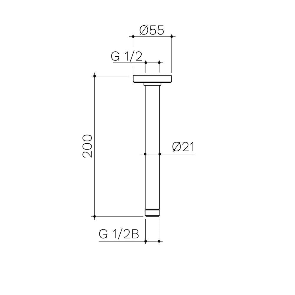 Caroma Urbane II 200mm Ceiling Shower Arm - Brushed Brass