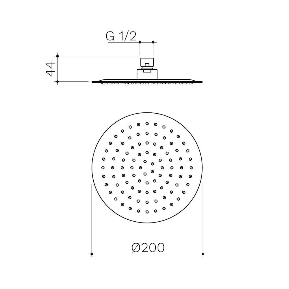 Caroma Urbane II 200mm Round Rain Shower - Brushed Brass