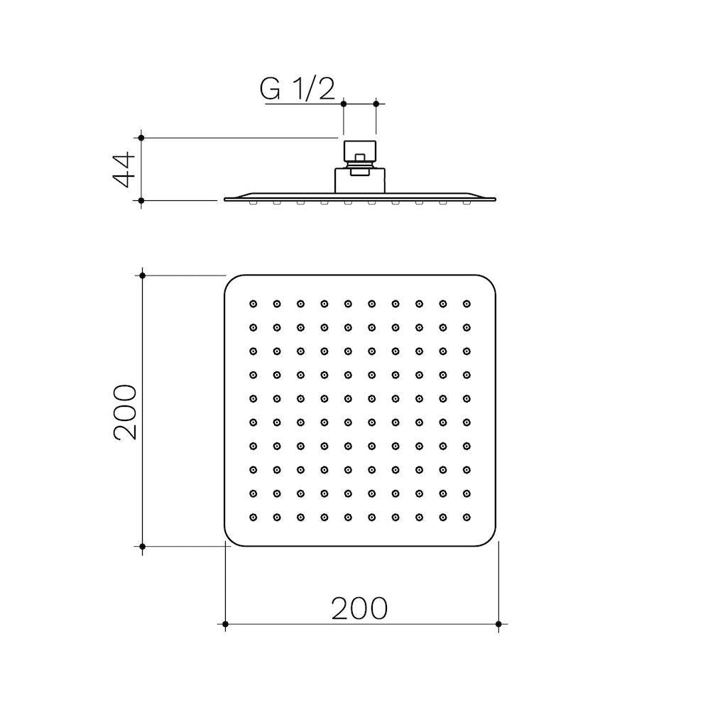 Caroma Urbane II 200mm Square Rain Shower - Brushed Brass