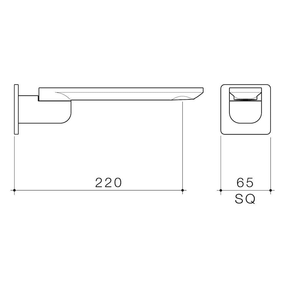 Caroma Urbane II 220mm Bath Swivel Outlet Square Plate - Brushed Brass