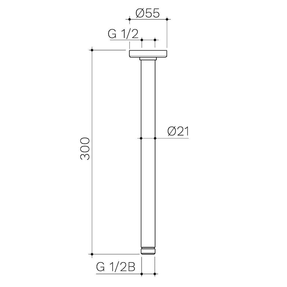 Caroma Urbane II 300mm Ceiling Shower Arm - Brushed Brass