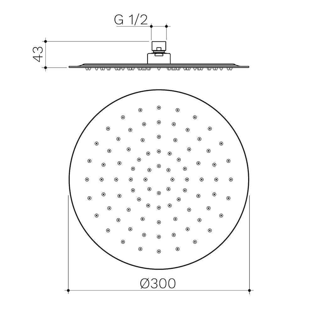 Caroma Urbane II 300mm Round Rain Shower - Brushed Brass