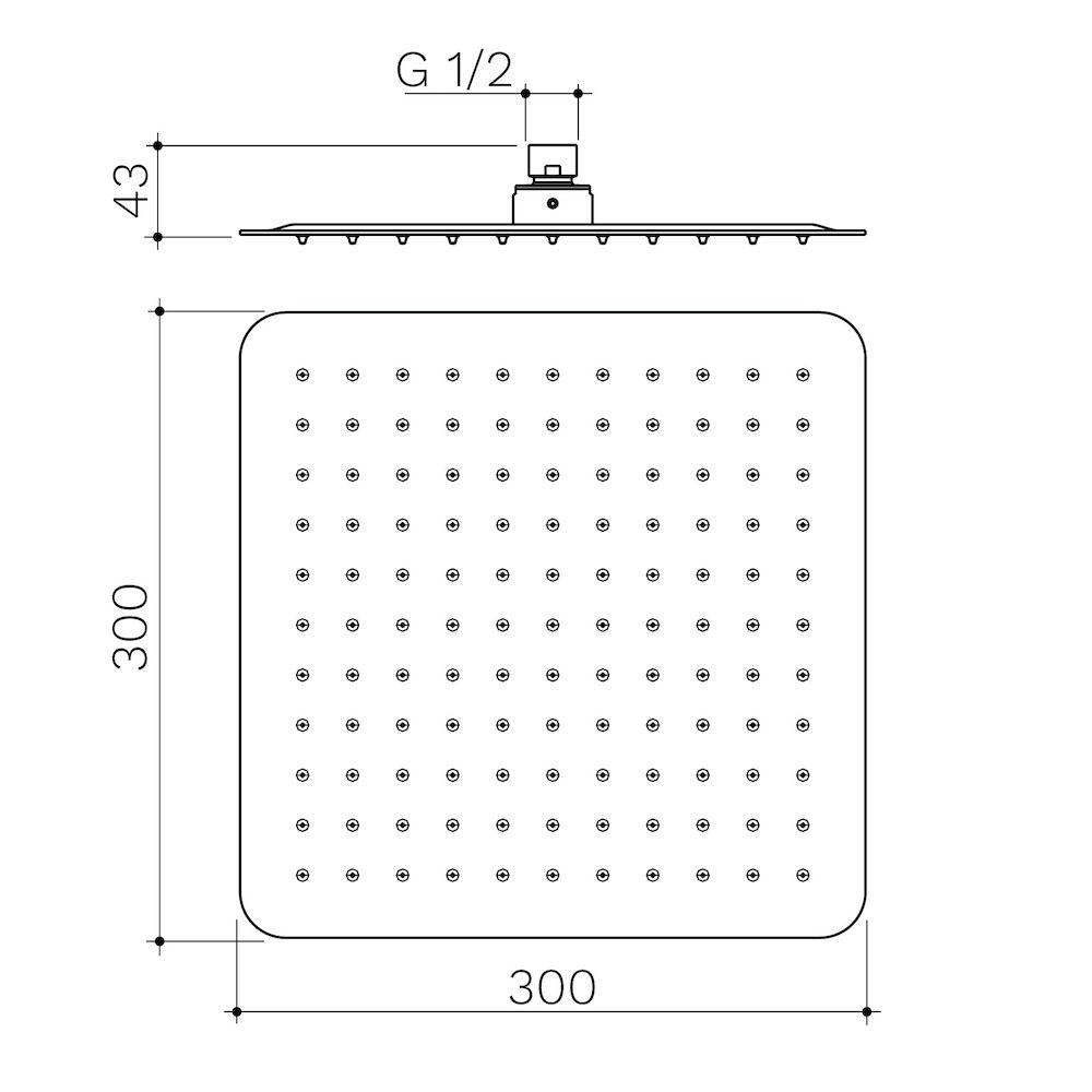 Caroma Urbane II 300mm Square Rain Shower - Brushed Nickel